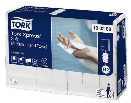 Tork kéztörlő H2 Premium Interfolded kéztörlő, soft, 2r., 110lap/csg, 21csg/# - 100288