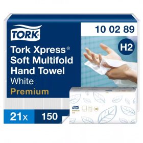   Tork kéztörlő H2 Premium Interfold, soft, 2r., 150lap/csg, 21csg/karton - MEGSZŰNŐ TERMÉK