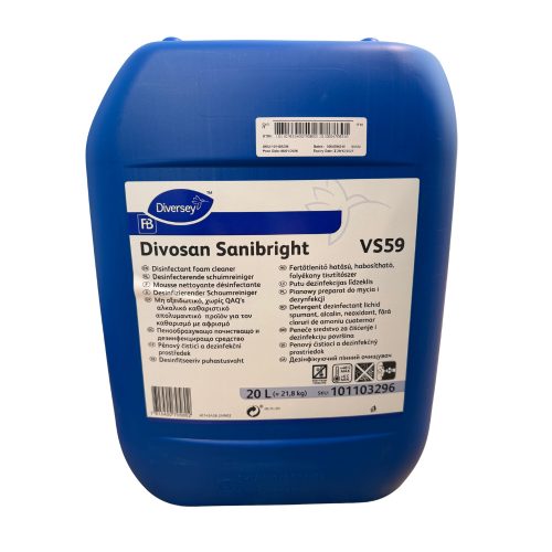 Divosan Sanibright VS59 20L - Quat mentes, nem oxidáló, lúgos hab tisztító fertőtlenítő