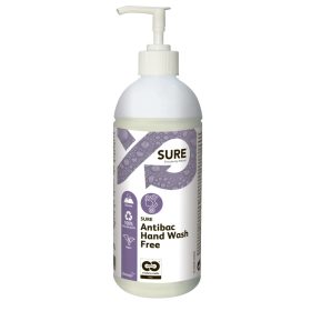   Sure Antibac HandWash Free tejsav alapú, fertőtlenítő hatású folyékony szappan, 100%-osan lebomló 500ml (6db/karton)