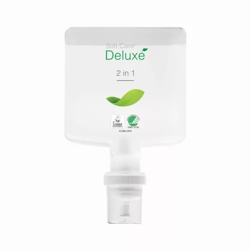 Soft Care Deluxe 2 in 1 1.3L - Környezetbarát, kondicionáló sampon, balzsam és tusfürdő