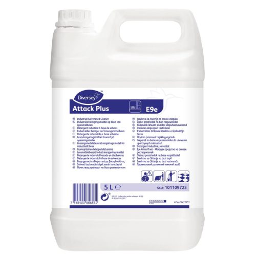 Diversey Attack Plus E9e 5L - Erős hatékonyságú, oldószer-alapú tisztítószer