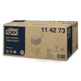 Tork toalettpapír T3, hajtogatott Premium soft, 2r., fehér, 252lap/csg, 30csg/# - 114273