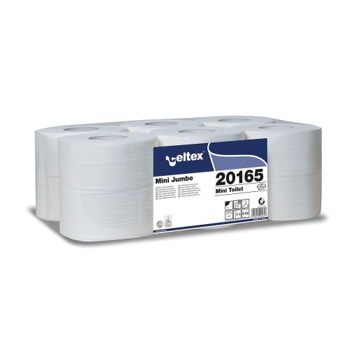 Celtex toalettpapír mini Jumbo 19cm-es, 2r., cellulóz, 160m/tek, (vízben gyorsan oldódó: 9 sec), 12tek/karton