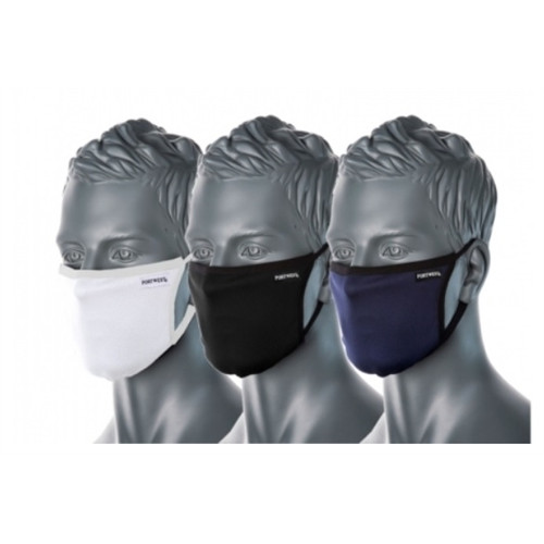 Portwest Anti-Microbial CV34 szájmaszk, 2 rétegű orrmerevítővel (25db/csg) SÖTÉTKÉK, FEKETE - 2
