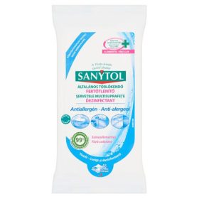 Sanytol fertőtlenítő tisztító kendő általános színezékmentes, antiallergén 72db/csg, 10csg/# - 