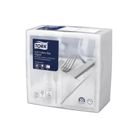   Tork szalvéta Bon Appetit evőeszköztartó, Soft 1/8, hajt. 3 rétegű, 39×39 cm, 100db/csg (12csg/karton) FEHÉR