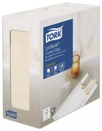 Tork szalvéta Lynstyle szervizszalvéta Premium textilhatású KRÉM, 39X39, 60lap/csg, 6csg/# - 47