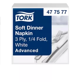   Tork szalvéta Soft Dinner 3r., 39X39, FEHÉR, 100db/csg, 12csg/karton