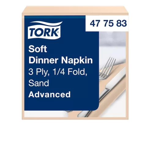 Tork szalvéta Soft Dinner 3r., 39X39, HOMOK, 100db/csg, 12csg/karton