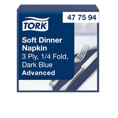 Tork szalvéta Soft Dinner 3r., 39X39, SÖTÉTKÉK, 100db/csg, 12csg/karton