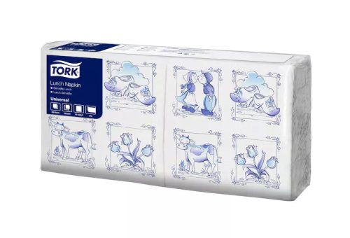 Tork szalvéta Lunch Universal DELF-WARE 1r., 1/4 hajtás, 33X32cm, 500db/csg, 9csg/# - 477766