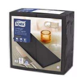 Tork szalvéta Linstyle, premium textilhatású, FEKETE, 39/1, 1/8 HAJTÁS, 50db/csg, 12csg/# - 478