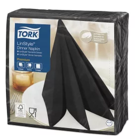 Tork szalvéta Linstyle, premium textilhatású, FEKETE, 39/1, 50db/csg, 12csg/# - 478726