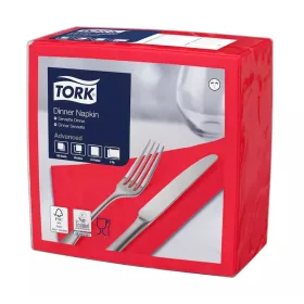Tork szalvéta Dinner Advanced 39X39, PIROS, 150 lap/csg, 12csg/# - 478752