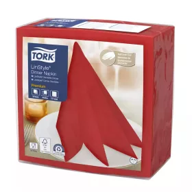 Tork szalvéta Linstyle, premium textilutánzatú, piros 39/1, 50db/csg, 12csg/# - 478854
