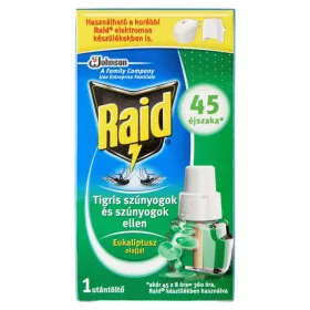   Raid elektromos 45 éjszakás szúnyogirtó UTÁNTÖLTŐ folyadék 27ml (24db/karton) eukaliptusz illattal