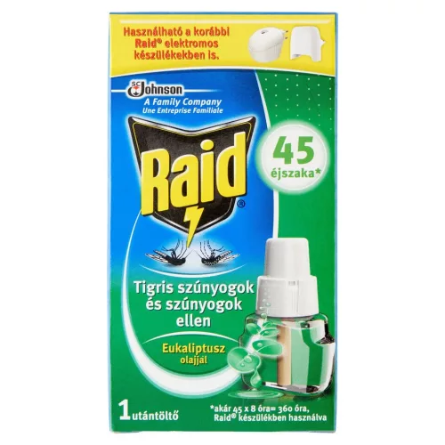 Raid elektromos 45 éjszakás szúnyogirtó UTÁNTÖLTŐ folyadék 27ml (24db/karton) eukaliptusz illattal