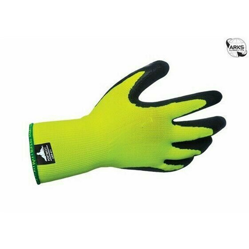 Kesztyű mártott latex, Hi-Vis Grip Glove-Latex Foam, sárga/fekete "S" - 5036108183869