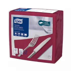 Tork szalvéta textilhatású Dinner, 39,5X39,5cm, BORDÓ, 1/4 hajtás, 50 lap/csg, 20csg/# - 509417
