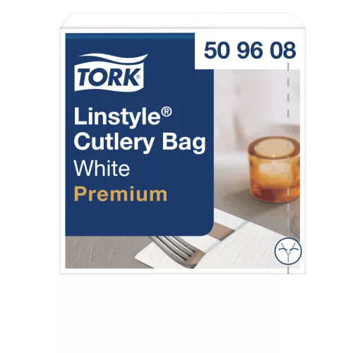 Tork LinStyle® szervizszalvéta, FEHÉR, 39x39cm, 1/8 evőeszk., iparilag komposztálható, 50lap/csg (14csg/karton)