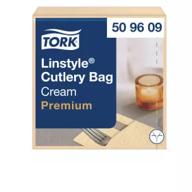   Tork LinStyle® szervizszalvéta, KRÉM, 39x39cm, 1/8 evőeszk., iparilag komposztálható, 50lap/csg (14csg/karton)
