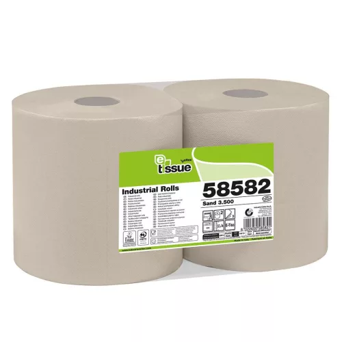 Celtex E-tissue Sand 3.500 ipari törlő recy 3 réteg, 500 lap, 170m, 26,5x34cm, 2 tekercs/zsugor