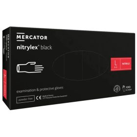   Gumikesztyű Mercator Nitrylex nitril PÚDER NÉLKÜLI, FEKETE "L" 100db/doboz, 10doboz/karton
