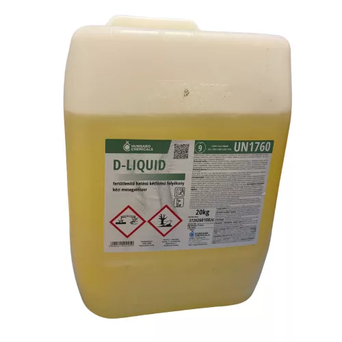 D-Liquid fertőtlenítő hatású kétfázisú, folyékony kézi mosogatószer, baktericid, yeasticid, virucid hatású 20kg (betétdíjas: 3450 Ft+Áfa/kanna)