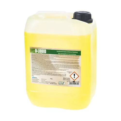 D-Liquid fertőtlenítő hatású kétfázisú, folyékony kézi mosogatószer, baktericid, yeasticid, virucid hatású 5kg