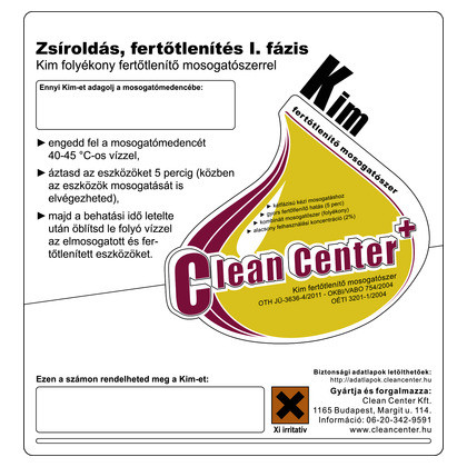Clean Center Kim I. fázis kísérőmatrica