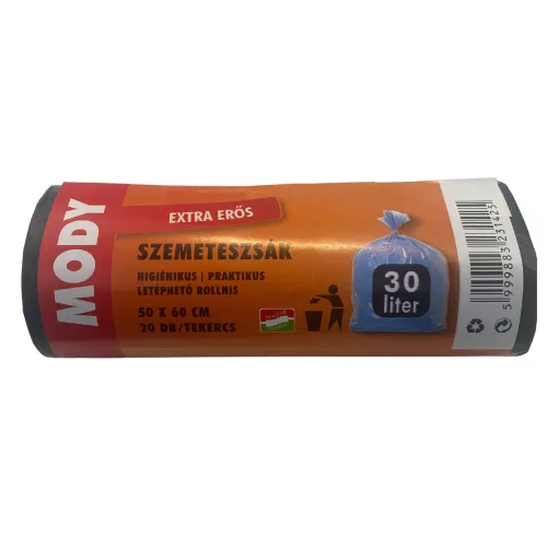 Szemeteszsák Mody (50X60, 30L, 20db/tek, 25tek/karton) Fekete