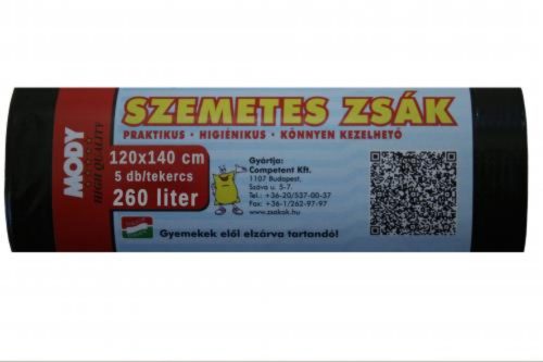 Szemeteszsák Mody (120X140, 260L, 5db/tek, 20tek/#) - 5999883231692