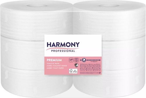 Harmony toalettpapír Jumbo 24cm-es, 2r., fehér, 195m/tek, 6tek/# - 7362