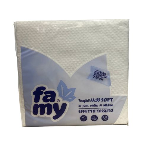 Famy szalvéta 33x33cm, 2r., 40lap/csg, (24csg/karton) Fehér