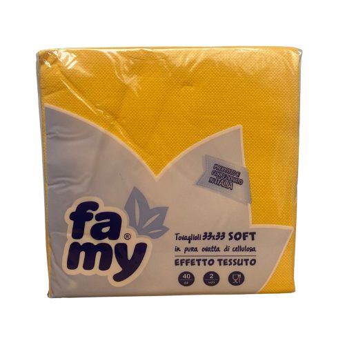 Famy szalvéta 33x33cm, 2r., 40lap/csg, (24csg/karton) Sárga