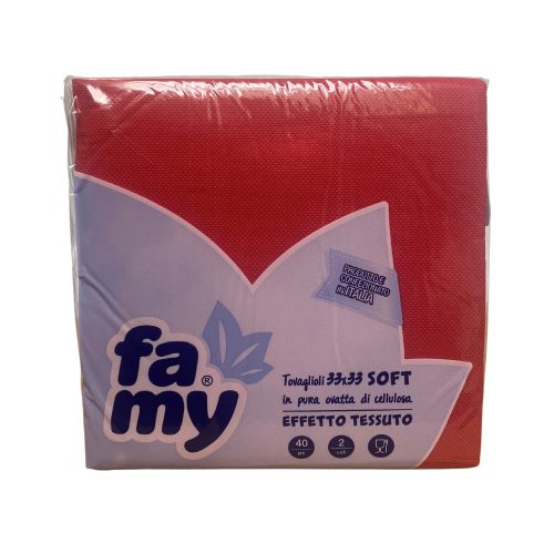 Famy szalvéta 33x33cm, 2r., 40lap/csg, (24csg/karton) Piros