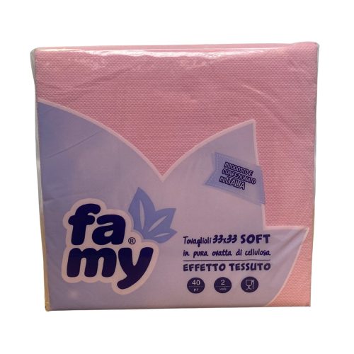 Famy szalvéta 33x33cm, 2r., 40lap/csg, (24csg/karton) Rózsaszín