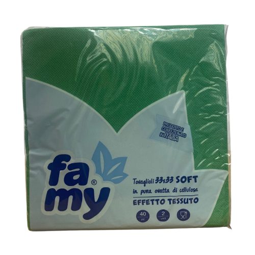 Famy szalvéta 33x33cm, 2r., 40lap/csg, (24csg/karton) Sötézöld