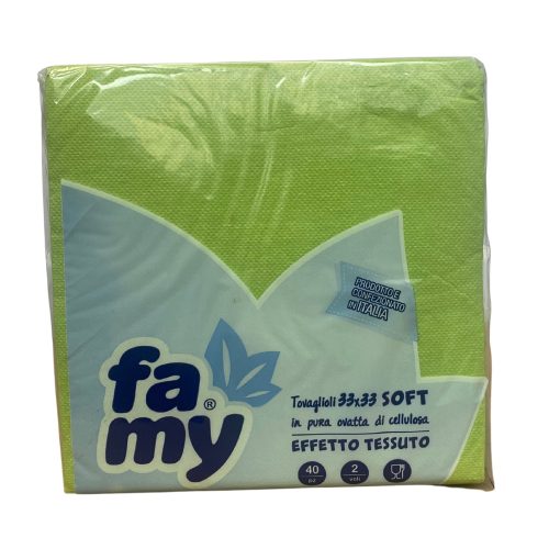 Famy szalvéta 33x33cm, 2r., 40lap/csg, (24csg/karton) Zöld
