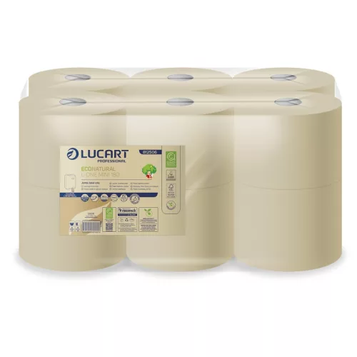 Lucart L-One Eco Natural 180m toalettpapír, 2réteg, belső/pont, laponkénti adagolású