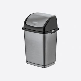   Dunya Fantasy billenőfedeles szemetes, 35L (12db/karton) Szürke/fekete