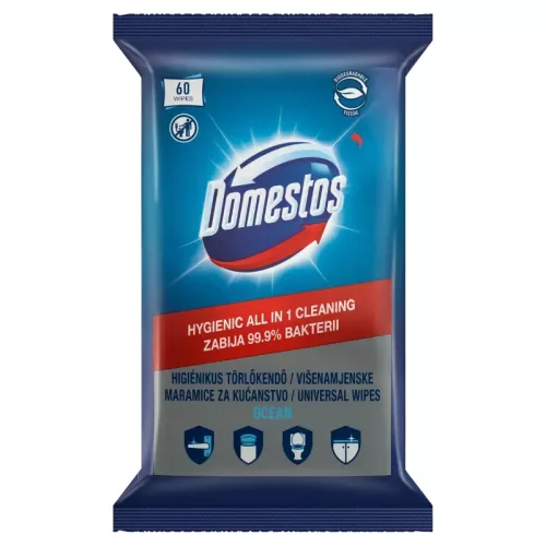 Domestos higiénikus törlőkendő 60db/csg, 6csg/karton óceán
