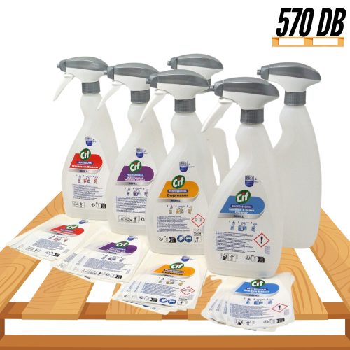 Raklapos - Cif Professional szórófejes flakon készlet adagoló palack szett koncentrátumokhoz 750ml (6db/karton 24db matricával) 