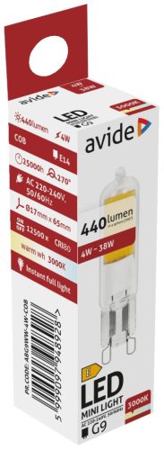 Avide LED 4W G9 COB WW 3000K