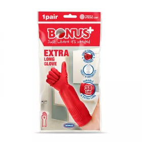   Bonus gumikesztyű extra hosszú 38cm "S" (5 pár/gyűjtő, 50 pár/karton)
