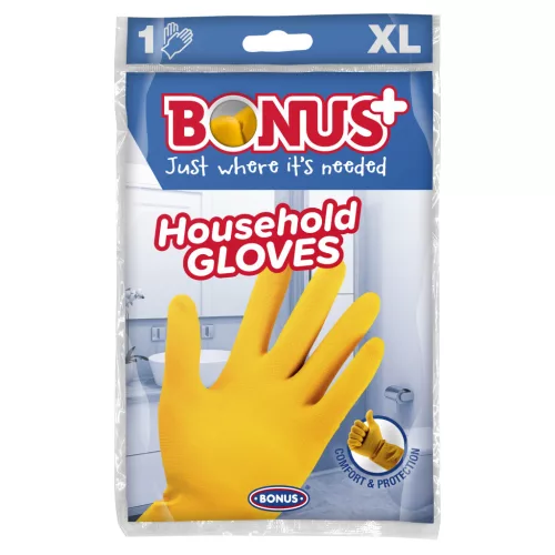 Bonus gumikesztyű háztartási "XL" (10 pár/gyűjtő, 200 pár/karton)