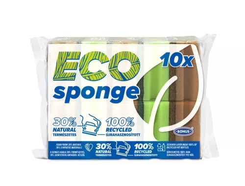 Bonus mosogatószivacs, formázott, Eco Sponge 10db/csg (10csg/gyűjtő, 100csg/karton)