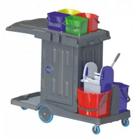   Herkules Classic takarító kocsi zárható, Préssel, 2x18L + 4x5L vödörrel,