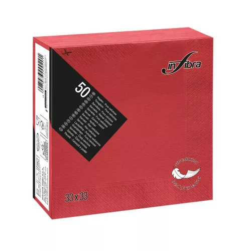 Infibra Szalvéta 33x33cm piros 2 réteg 50 lap/csomag